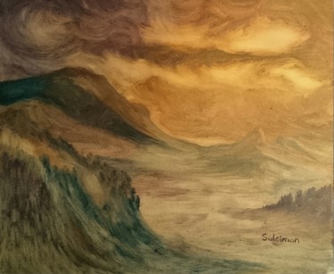 Painting titled "Haboob (sandstorm).…" by Suleiman, Original Artwork, Oil Mounted on Other rigid panel