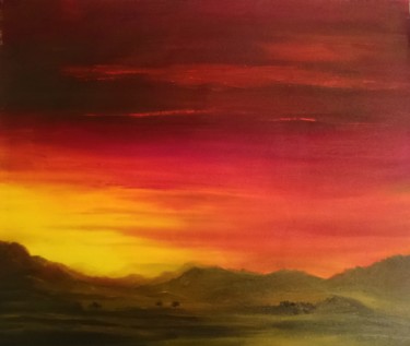 Peinture intitulée "desert-sunset.jpg" par Suleiman, Œuvre d'art originale, Huile