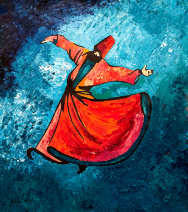 Peinture intitulée "Tasawwuf Sufi Whirl…" par Suleman Rehman, Œuvre d'art originale, Acrylique
