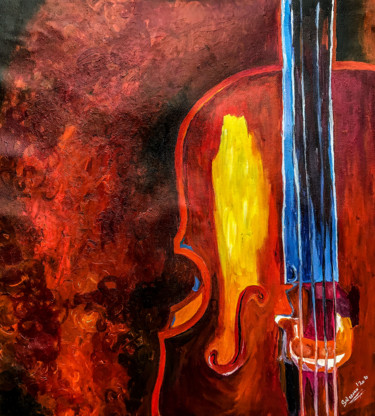 Картина под названием "rever guitar painti…" - Suleman Rehman, Подлинное произведение искусства, Акрил