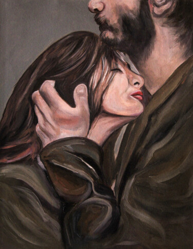 Schilderij getiteld "Intimate hug" door Suleman Rehman, Origineel Kunstwerk, Olie