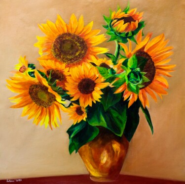 Painting titled "Flourishing Sunflow…" by Suleman Rehman, Original Artwork, Oil