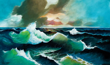 Painting titled "Translucent waves" by Suleman Rehman, Original Artwork, Acrylic