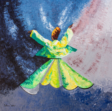 Schilderij getiteld "Vivacity of Sufi sp…" door Suleman Rehman, Origineel Kunstwerk, Acryl