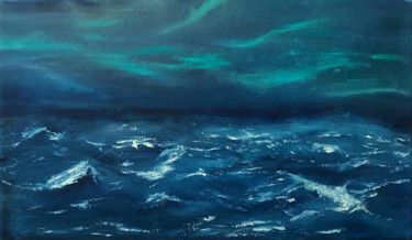 Painting titled "Northern Lights" by Equilibrium Art, Original Artwork, Oil