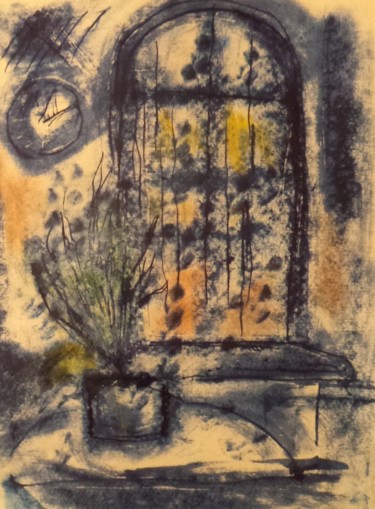 Картина под названием "у окна" - Irina Kazanskaya, Подлинное произведение искусства, Чернила