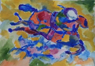 Painting titled "A horseman. Всадник" by Irina Kazanskaya, Original Artwork, Gouache