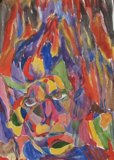 Painting titled "Лик. A face" by Irina Kazanskaya, Original Artwork, Gouache