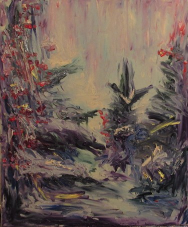 Painting titled "елки и рябина" by Irina Kazanskaya, Original Artwork, Oil