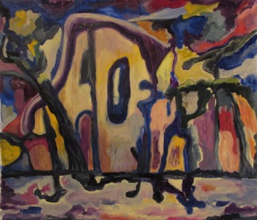 Pittura intitolato "дом ночью" da Irina Kazanskaya, Opera d'arte originale, Olio