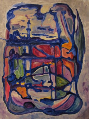 Malerei mit dem Titel "иероглиф. на севере" von Irina Kazanskaya, Original-Kunstwerk, Öl