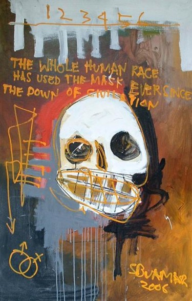 Malerei mit dem Titel "Mask" von Suliyat Buamar, Original-Kunstwerk, Acryl