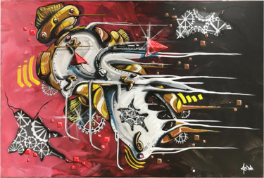 Pintura titulada "Les 4 éléments. Feu" por Acide. Art, Obra de arte original, Acrílico Montado en Bastidor de camilla de mad…