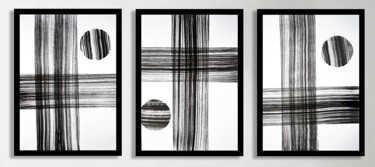 Desenho intitulada "Triptych untitled-n…" por Sumit Ratta, Obras de arte originais, Tinta
