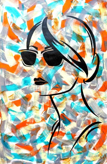 绘画 标题为“Wayfarer girl” 由Sumit Ratta, 原创艺术品, 丙烯