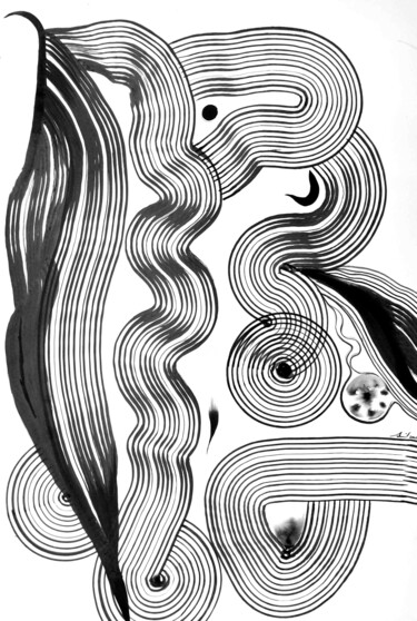 Рисунок под названием "Composition no. 277" - Sumit Ratta, Подлинное произведение искусства, Чернила