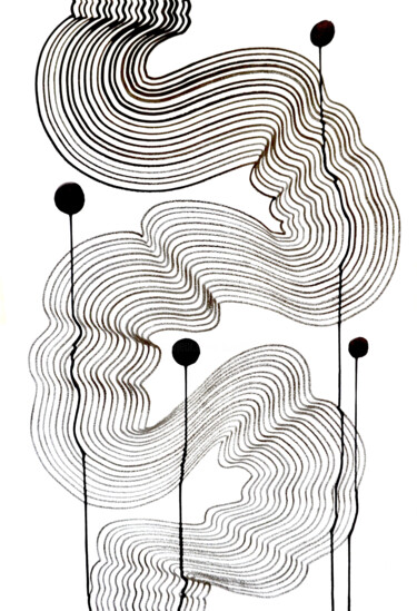 Рисунок под названием "Composition No. 315" - Sumit Ratta, Подлинное произведение искусства, Чернила