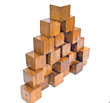 Skulptur mit dem Titel "Unblock 2" von Sumit Ratta, Original-Kunstwerk, Holz