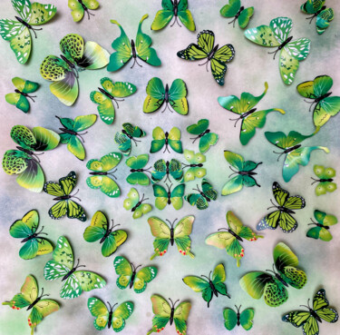 Escultura titulada "Butterfly park 7" por Sumit Ratta, Obra de arte original, Plástico Montado en Panel de madera
