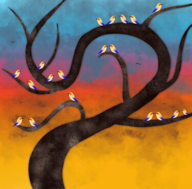 Цифровое искусство под названием "Dramatic sunset" - Sumit Ratta, Подлинное произведение искусства, Цифровая живопись