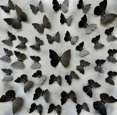 Sculpture titled "Butterfly Park 8" by Sumit Ratta, Original Artwork, Plastic Mounted on Wood Panel