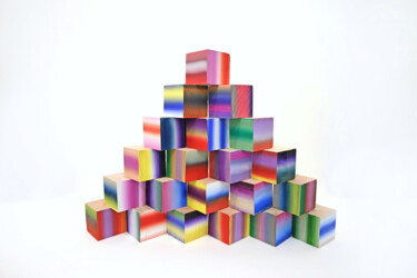 Скульптура под названием "Ombre blocks" - Sumit Ratta, Подлинное произведение искусства, Дерево