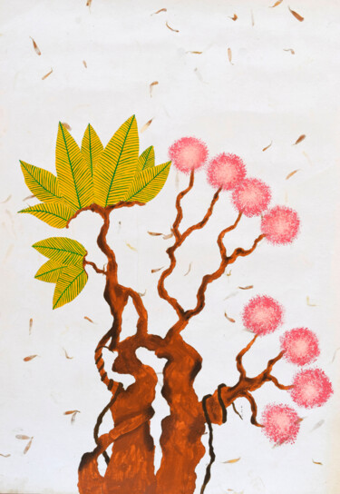 Schilderij getiteld "Bonsai Series No. 5" door Sumit Ratta, Origineel Kunstwerk, Acryl
