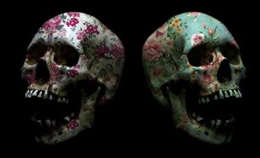 Skull Flora Digitale Künste mit dem Titel "Skull Flora" von Sumit Mehndiratta, Original-Kunstwerk, Digitale Malerei