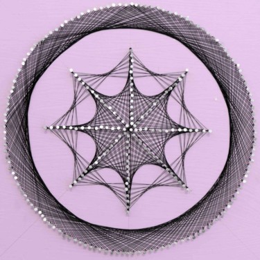 Nailed it Series No.70 Art textile intitulée "Nailed it Series No…" par Sumit Mehndiratta, Œuvre d'art originale, String Art Monté sur Panneau de b…