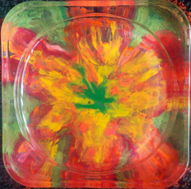 Malerei mit dem Titel "Orange Lily in glass" von Lily Moonheart, Original-Kunstwerk, Pigmente