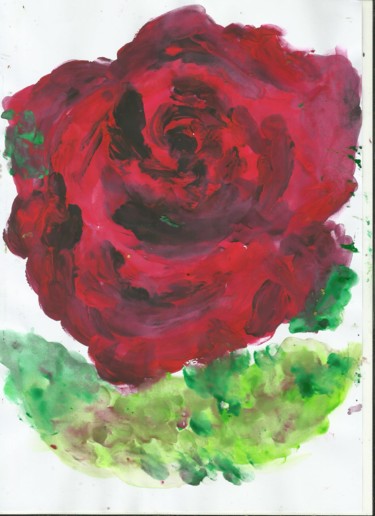 Painting titled "wathcing rose" by Lily Moonheart, Original Artwork, Acrylic