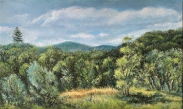 Painting titled "Summer. Carpathians" by Svetlana Loytra, Original Artwork, Oil Mounted on Wood Stretcher frame
