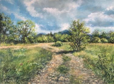 Painting titled "Road" by Svetlana Loytra, Original Artwork, Oil Mounted on Wood Stretcher frame