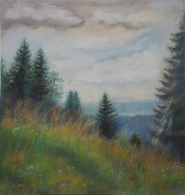 Painting titled "Carpathians" by Svetlana Loytra, Original Artwork, Pastel