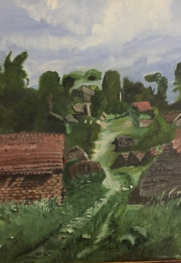 Painting titled "Patrimoine local" by Sun Shine, Original Artwork, Oil