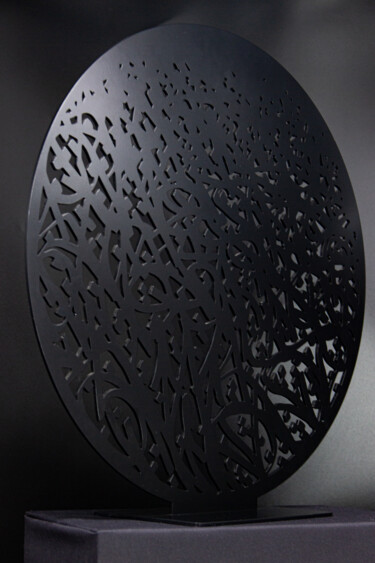Scultura intitolato "Black mat Planosfear" da Sun7, Opera d'arte originale, Acciaio inossidabile