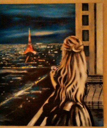 Painting titled "Tower" by Sunao F, Original Artwork, Oil Mounted on Wood Stretcher frame