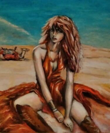 Peinture intitulée "Woman of desert" par Sunao F, Œuvre d'art originale, Huile