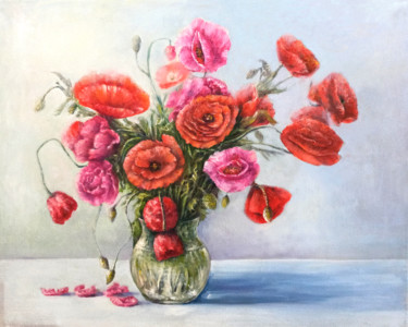 Ζωγραφική με τίτλο "Poppies flowers oil…" από Natalja Picugina, Αυθεντικά έργα τέχνης, Λάδι
