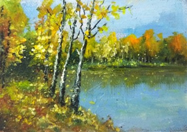 Painting titled "Aceo Autumn miniatu…" by Natalja Picugina, Original Artwork, Oil