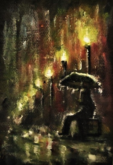 Malerei mit dem Titel "Rainy Fantasy aceo…" von Natalja Picugina, Original-Kunstwerk, Öl