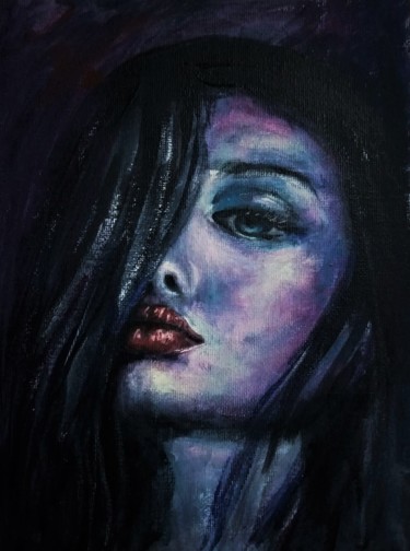 Malarstwo zatytułowany „Beauty Girl face pa…” autorstwa Natalja Picugina, Oryginalna praca, Akryl
