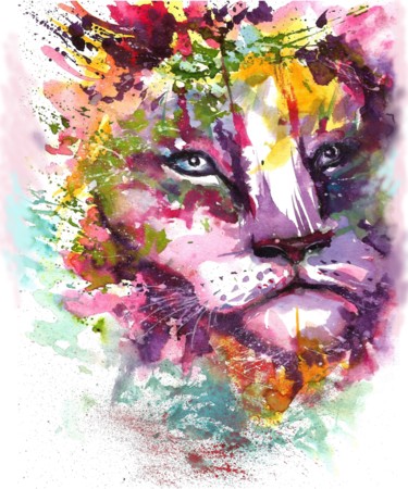 "Tiger original wate…" başlıklı Tablo Natalja Picugina tarafından, Orijinal sanat, Suluboya