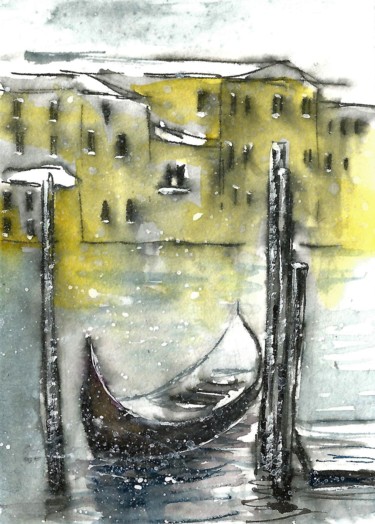 Pintura titulada "Italy. Venetian can…" por Natalja Picugina, Obra de arte original, Acuarela