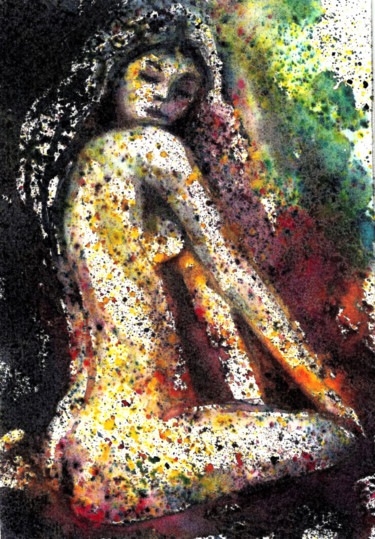 Schilderij getiteld "Nude" door Natalja Picugina, Origineel Kunstwerk, Aquarel