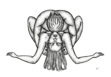 Картина под названием "Man woman Erotic nu…" - Natalja Picugina, Подлинное произведение искусства, Чернила