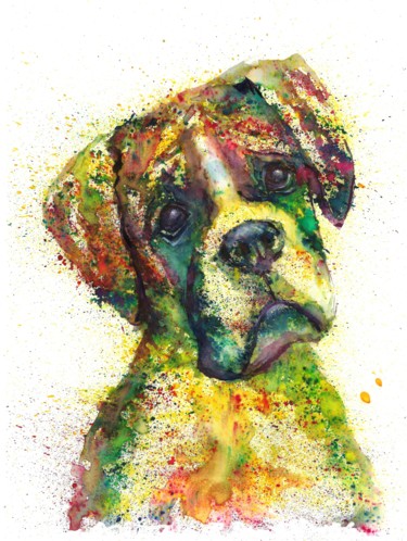 Peinture intitulée "Doggy 3" par Natalja Picugina, Œuvre d'art originale, Aquarelle