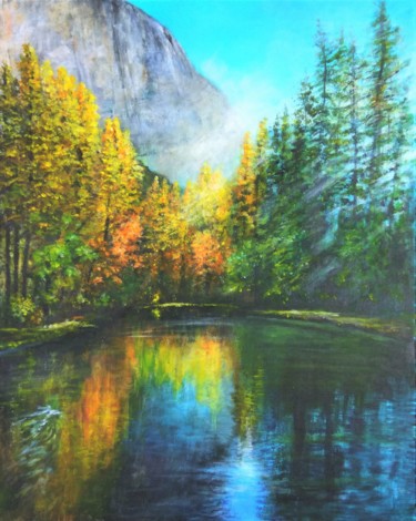 Картина под названием "Autumn in Mountains" - Natalja Picugina, Подлинное произведение искусства, Акрил