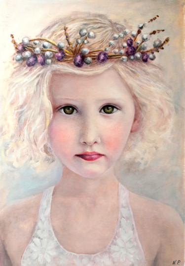 Painting titled "Beauty girl portrai…" by Natalja Picugina, Original Artwork, Oil