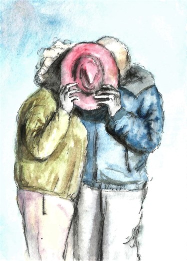 Painting titled "In love" by Natalja Picugina, Original Artwork, Watercolor